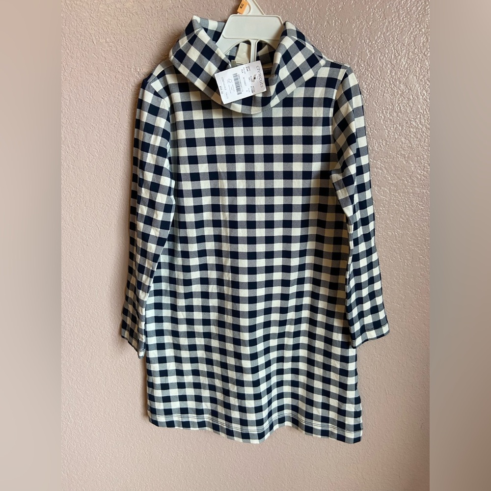 Girls navy blue and white checkered dress